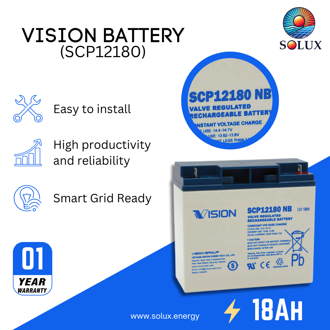 This is an image of Vision 12V 18Ah Battery Sealed Lead-Acid AGM
